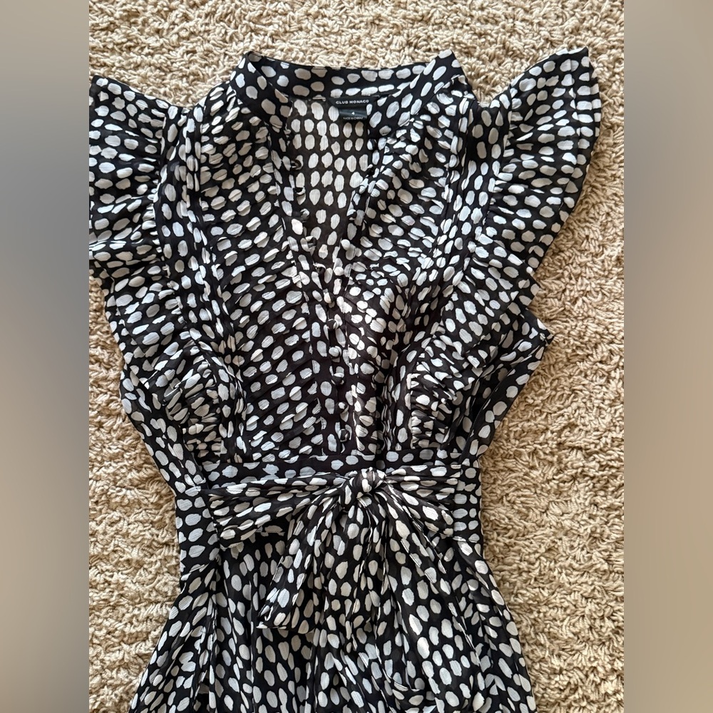 Club Monaco Black and White Patterned Dress